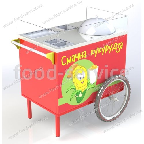 Торговий візок для кукурудзи КМ 36 з пароваркою і гастроємностями