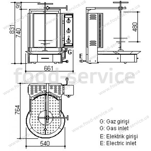 Аппарат для шаурмы газовый INOKSAN PDG 300