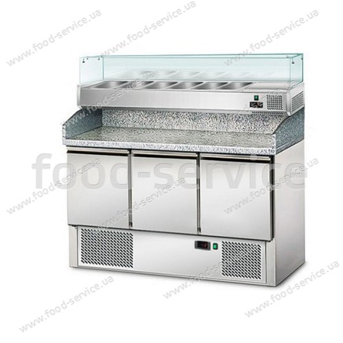 Холодильный стол для пиццы POG147ND с витриной AGG143NGGM Gastro