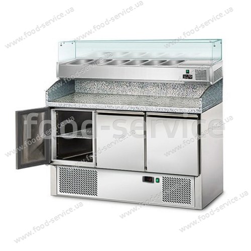 Холодильный стол для пиццы POG147ND с витриной AGG143NGGM Gastro