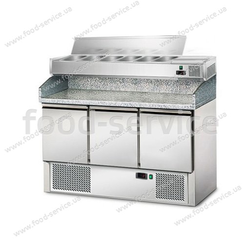 Холодильный стол для пиццы  POS147 с витриной AGS143E GGM Gastro