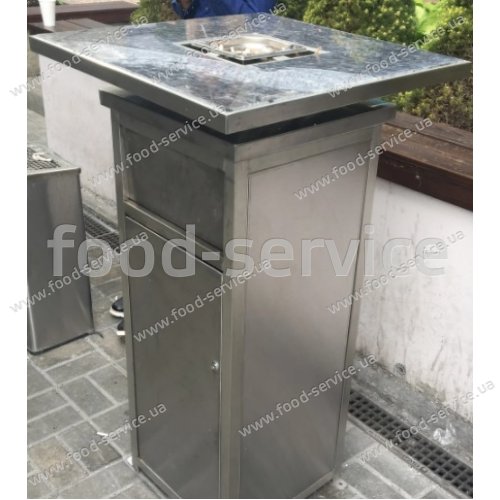Урна типа Макдональдс с пепельницей и гранитной столешницей AK 600х600х1120