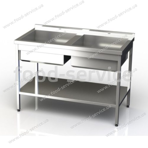 Ванна моечная 2-секционная СК нержавеющая СК 1200х600х850мм с полкой