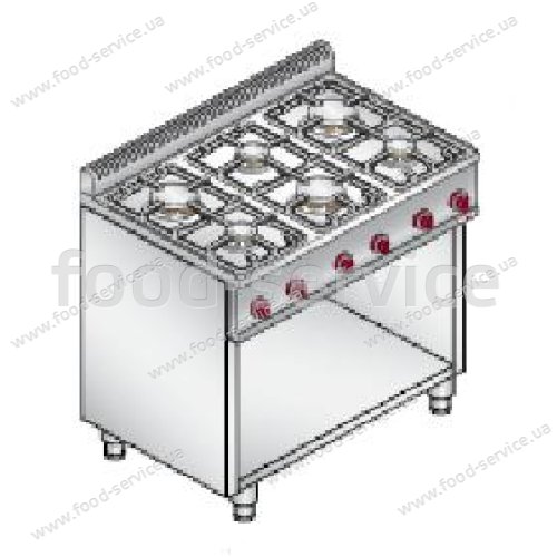 Плита газовая 6 конфорочная Bertos G6F6M+A6