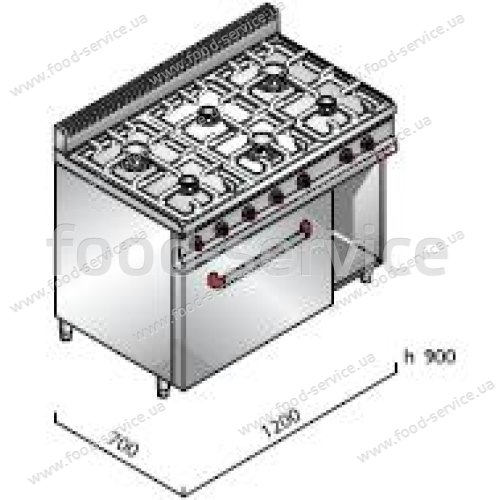 Плита газовая 6 конфорочная Bertos G7F6+FE1
