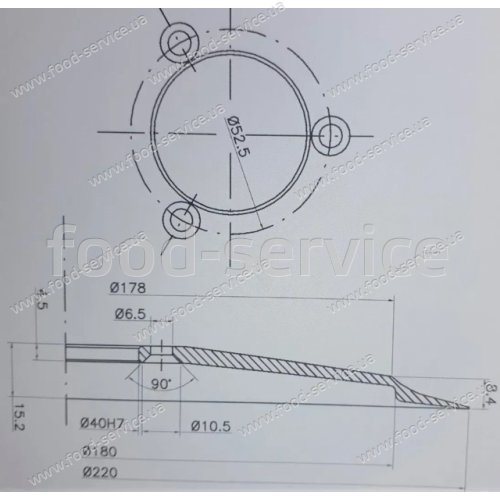 Нож для слайсера 220мм нержавеющий с тефлоном Italy Sirman, RGV, ESSEDUE, CELME