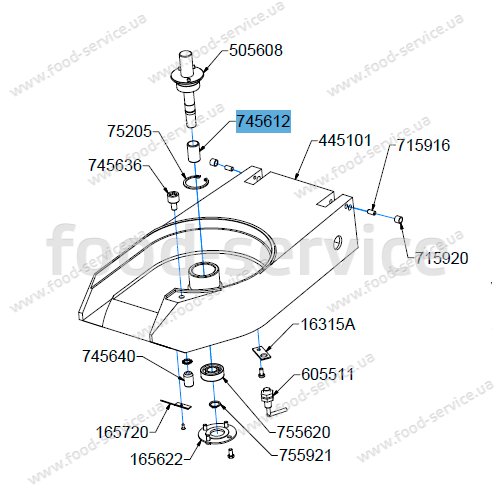 Дистанционная втулка центрального вала овощерезки Celme CHEF300