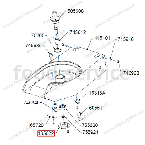 Кольцо крышки центрального вала для овощерезки Celme CHEF300